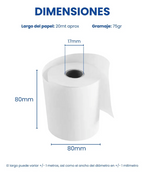 Caja X 50 Rollo Térmico 80x80 Mm Color Blanco 65grs Blanco