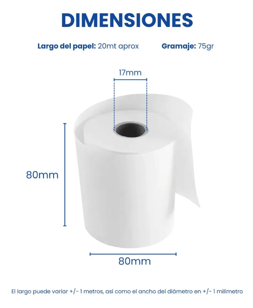 Caja X 50 Rollo Térmico 80x80 Mm Color Blanco 65grs Blanco