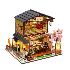 Casa Miniatura Bricolage Diy Con Luz Sushi Restaurant Japón - Imagen 1