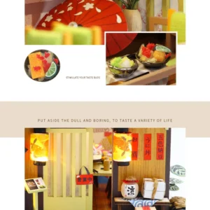 Casa Miniatura Bricolage Diy Con Luz Sushi Restaurant Japón - Imagen 4