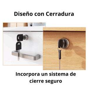 Cajonera Oficina Con Llaves Y Ruedas Escritorio Madera - Imagen 6