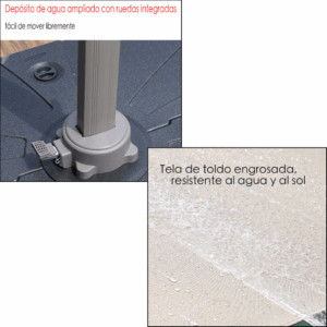 Quitasol Parasol Lateral 3x3 Con Base Sombrilla Terraza - Imagen 3
