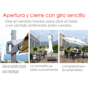 Quitasol Parasol Lateral 3x3 Con Base Sombrilla Terraza - Imagen 8