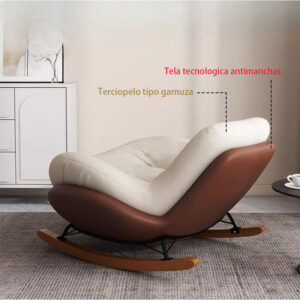 Silla Mecedora Nórdica Blanca Con Cojín Reposapiés - Imagen 2