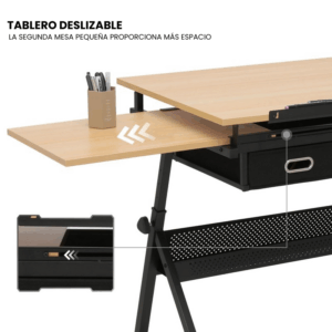 Mesa De Dibujo Profesional Reclinable y Ajustable Con Tablero De Madera - Imagen 5