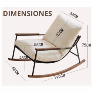 Sillon Sofa Mecedor Madera Y Metal Resistente Grande Comodo - Imagen 6