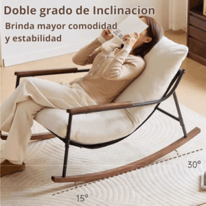 Sillon Sofa Mecedor Madera Y Metal Resistente Grande Comodo - Imagen 3