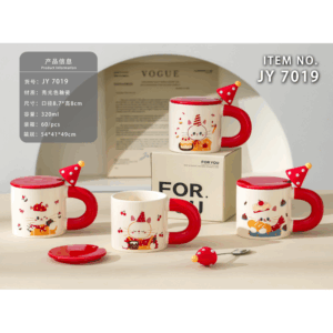 Taza Ceramica Tapa Roja Gato