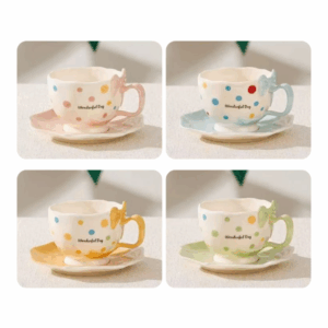 Taza Ceramica Con Platillo Diseño Lazo - Imagen 2