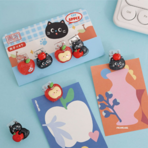 Broches Plásticos 4pcs Diseño Gato Apple - Imagen 1